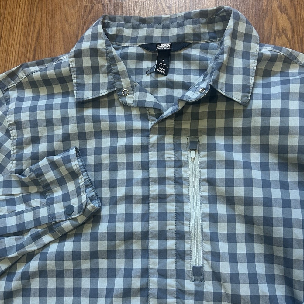 Alaskan Hardgear Roadless Shirt Mens L Blue Plaid Duluth Trading Slim Fit